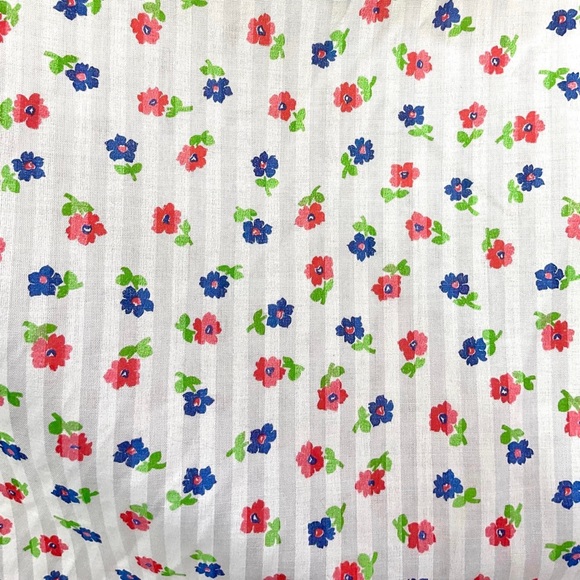 💃SOLD💃 70s hippie striped smocked calico full sweep semi sheer maxi dress - Picture 3 of 9